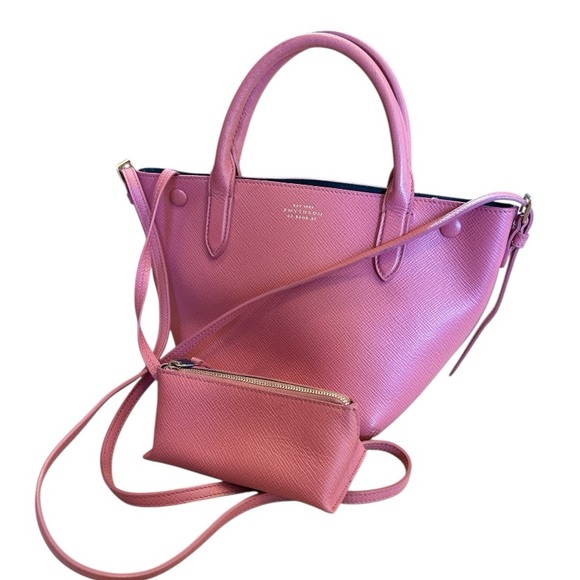 Smythson Handbags - Smythson Pink Red Mini Crossbody Leather‎ Tote